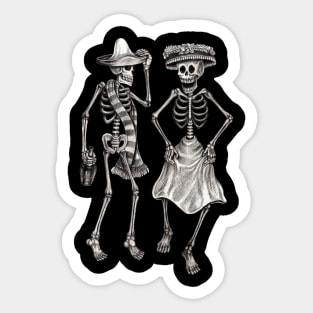 Couple dancing skull day of the dead. Sticker